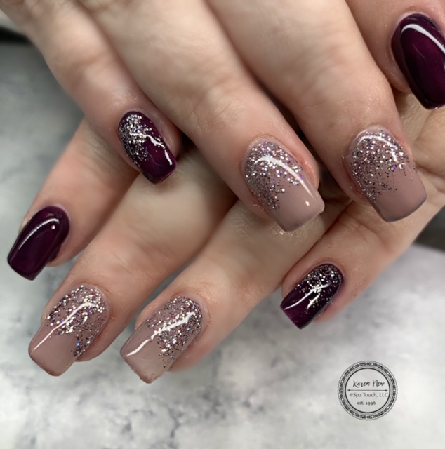 Dark Red and Mauve Nails