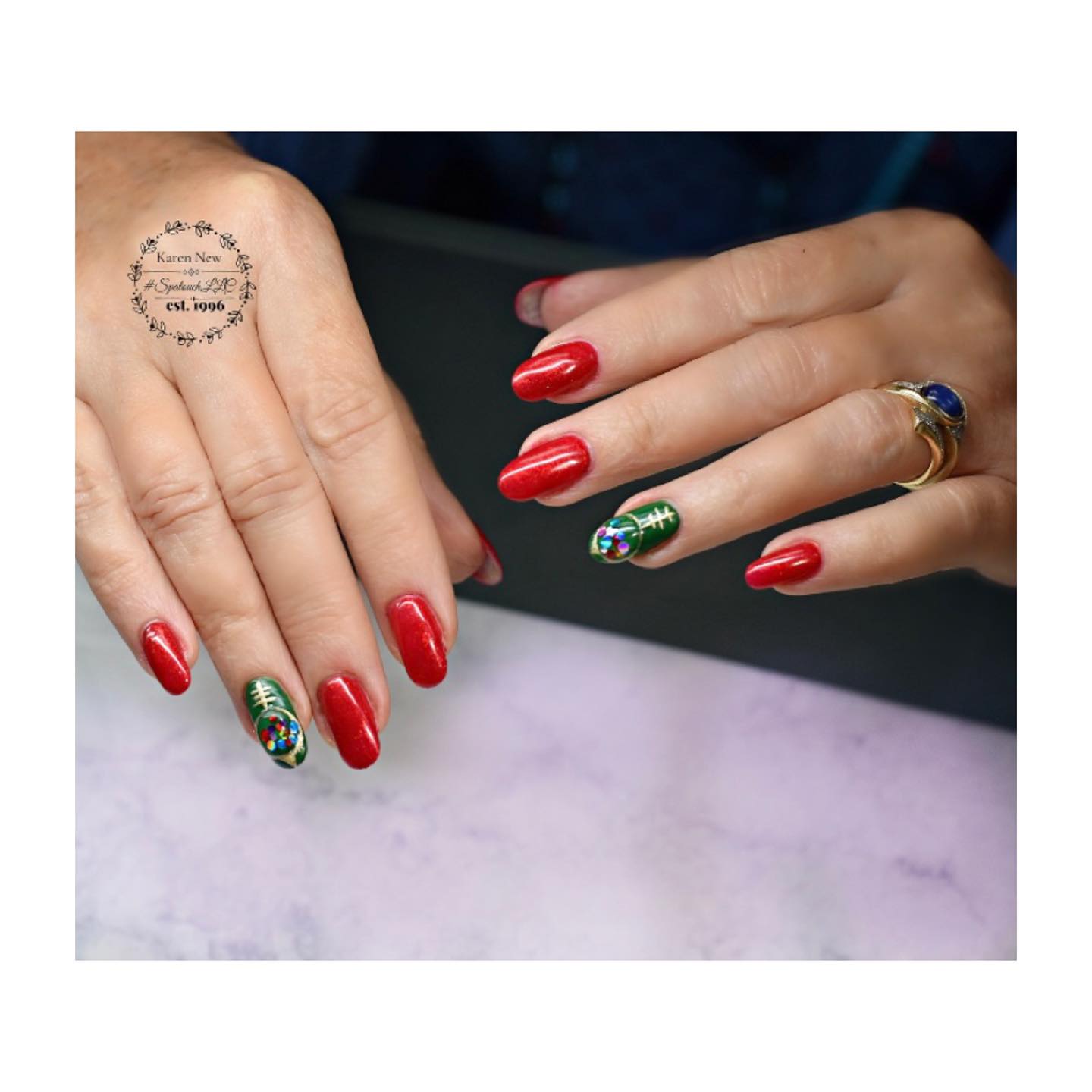 Red and Green Nails Art