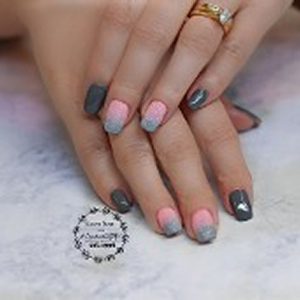 Pink and Grey Nails